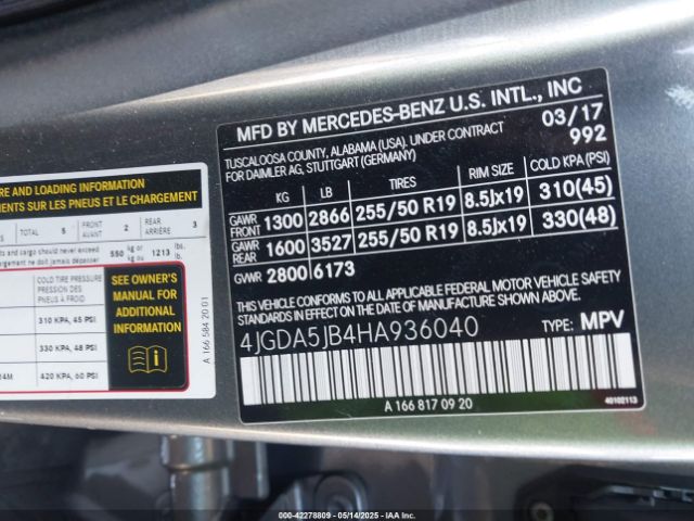 4JGDA5JB4HA936040 Mercedes-Benz GLE 350