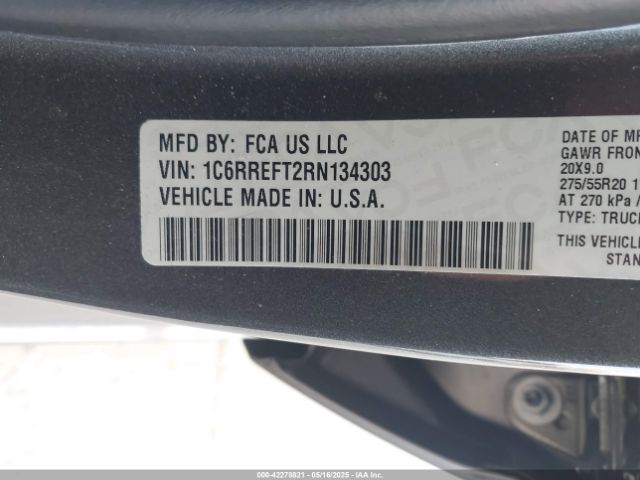 1C6RREFT2RN134303 RAM 1500 Big Horn  4x2 5'7 Box