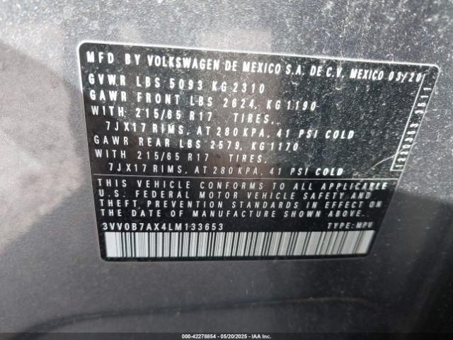 2020 VOLKSWAGEN TIGUAN 3VV0B7AX4LM133653 Photo 8