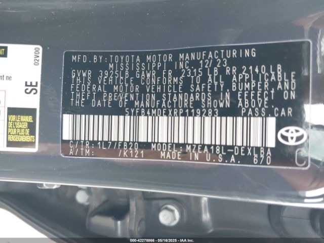 2024 TOYOTA COROLLA 5YFB4MDEXRP119283 Photo 8