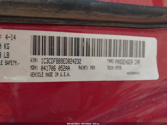 1C3CDFBB9ED824232 Dodge DART SXT