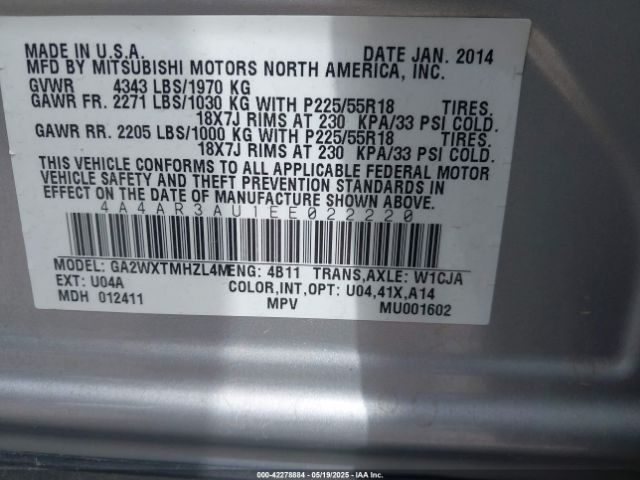 2014 MITSUBISHI OUTLANDER SPORT 4A4AR3AU1EE022220 Photo 8