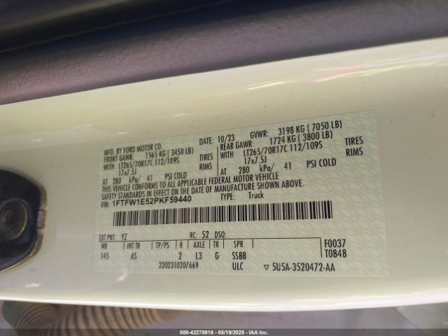 1FTFW1E52PKF59440 Ford F-150 Xl