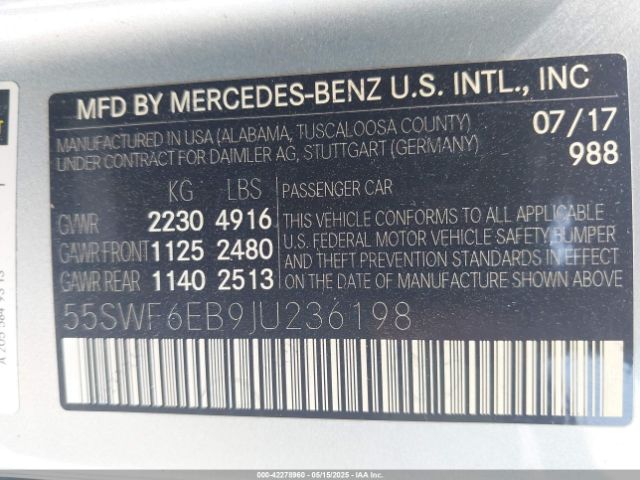 55SWF6EB9JU236198 Mercedes-Benz Amg C 43 4matic