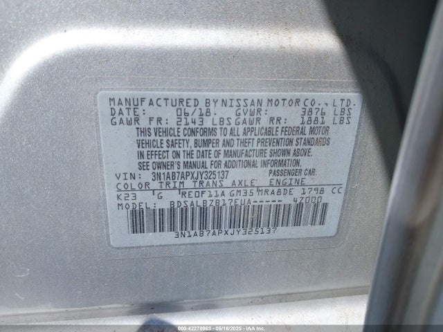 3N1AB7APXJY325137 Nissan 2018