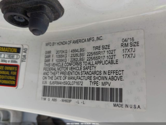 5J6RM4H59GL071672 Honda CR-V EX