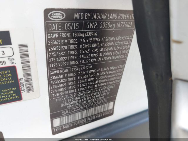 2015 LAND ROVER RANGE ROVER SALGS2VF0FA239075 Photo 8