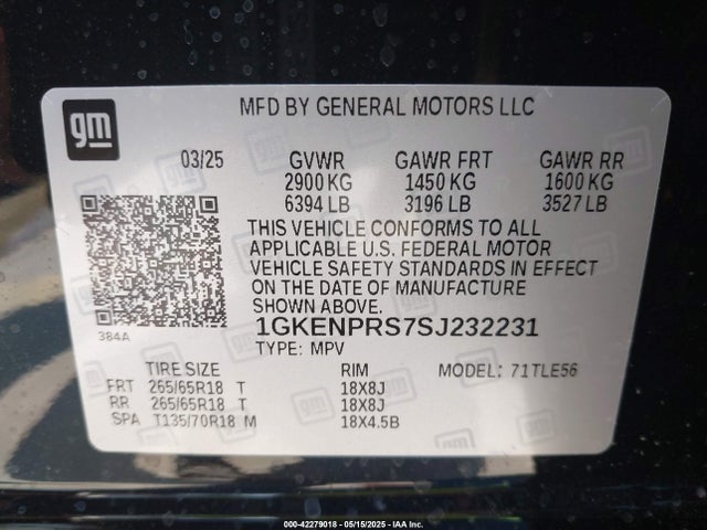 1GKENPRS7SJ232231 GMC lk0