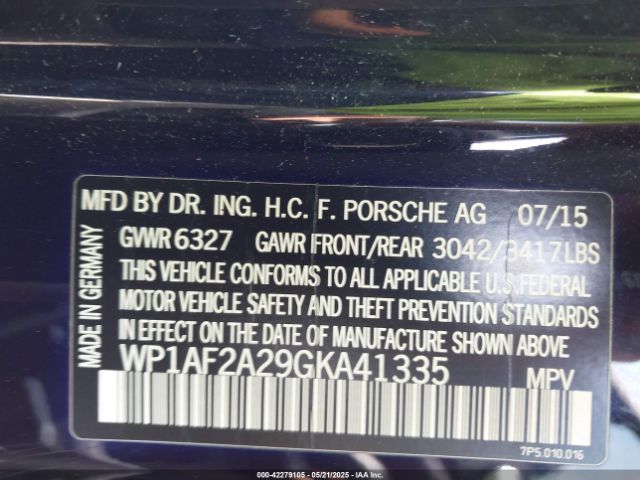 2016 PORSCHE CAYENNE WP1AF2A29GKA41335 Photo 8