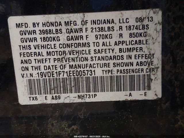 19VDE1F71EE005731 Acura Ilx 2.0l