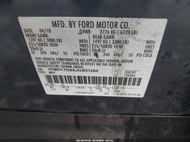 1FM5K7D8XJGB51280 Ford 3.5l ti-vct