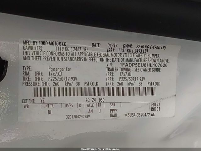 1FADP5EU8HL107626 Ford C-max Energi Se