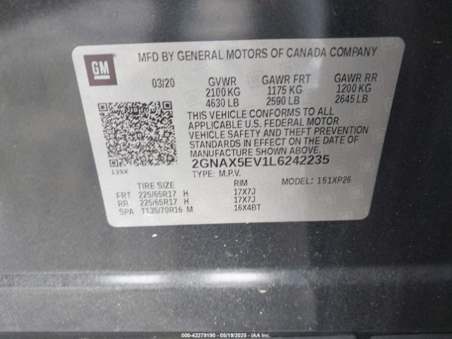 2020 CHEVROLET EQUINOX 2GNAX5EV1L6242235 Photo 8