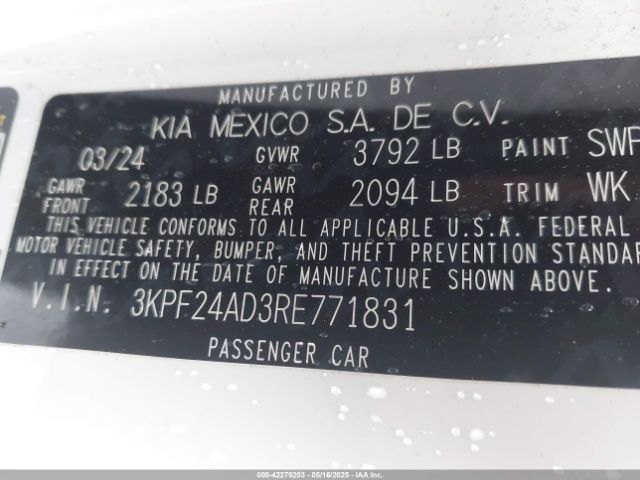 3KPF24AD3RE771831 KIA Forte Lxs