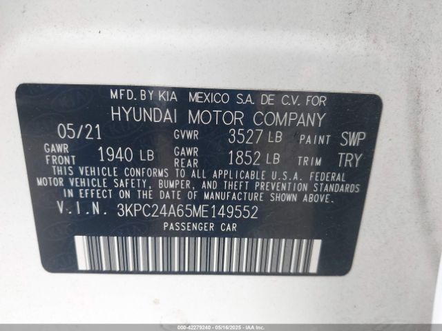 3KPC24A65ME149552 Hyundai ACCENT SE