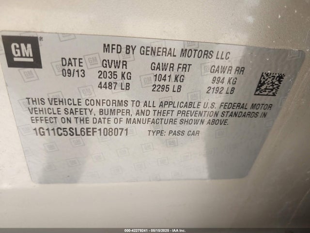 1G11C5SL6EF108071 Chevrolet MALIBU 1LT