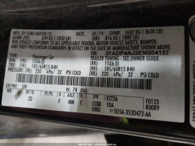 3FADP4AJ2EM204157 Ford FIESTA S