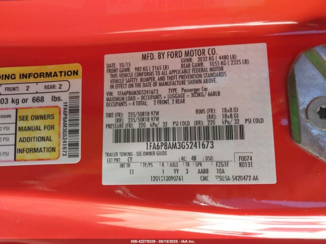 1FA6P8AM3G5241673 Ford Mustang V6