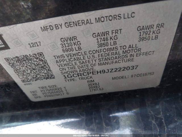 1GCRCPEH9JZ222037 Chevrolet Silverado 1500 Custom
