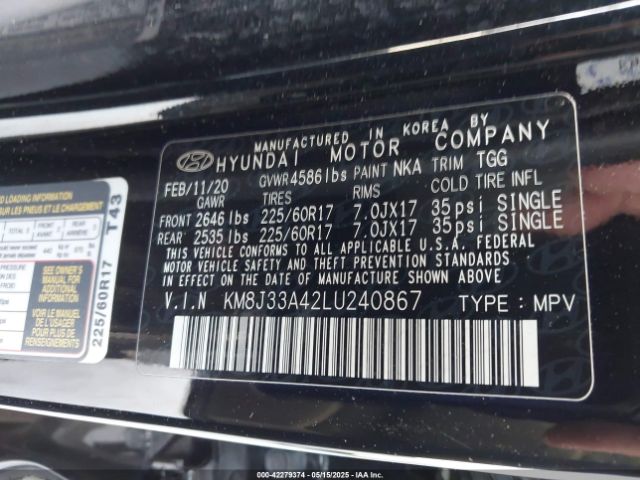 KM8J33A42LU240867 Hyundai Tucson Value