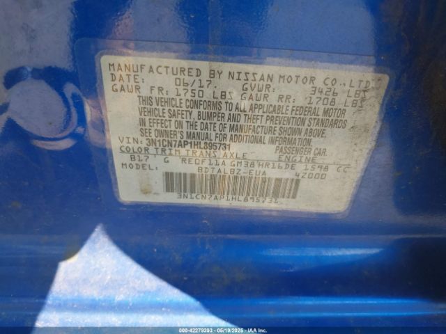 3N1CN7AP1HL895731 Nissan Versa 1.6 Sv
