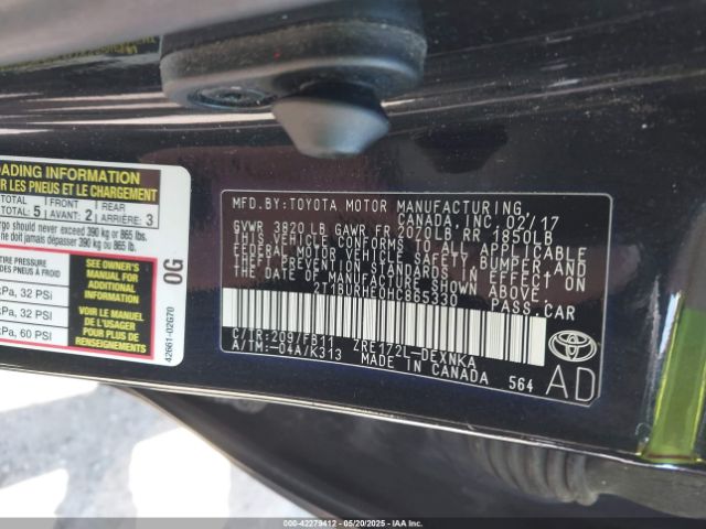 2T1BURHE0HC865330 Toyota COROLLA LE