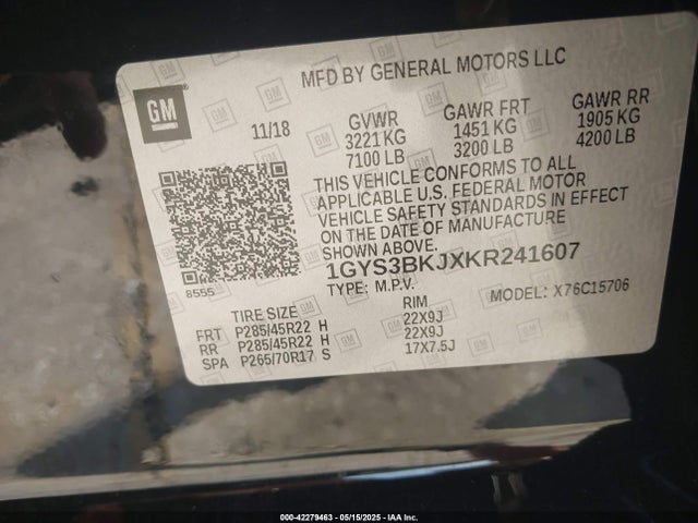 2019 CADILLAC ESCALADE 1GYS3BKJXKR241607 Photo 8