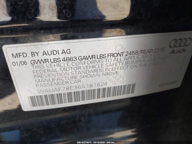 2006 AUDI A4 WAUAF78E36A181624 Photo 8