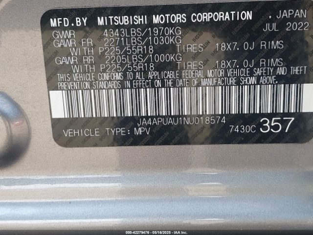 2022 MITSUBISHI OUTLANDER SPORT JA4APUAU1NU018574 Photo 8