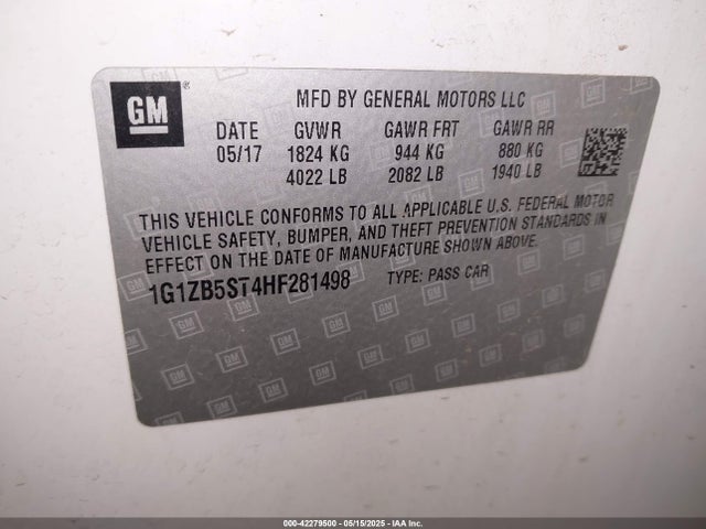 1G1ZB5ST4HF281498 Chevrolet lfv - di: direct injection, vvt: variable valve timing, gen 1
