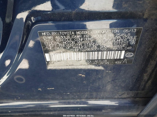 JTHBF1D29E5001522 Lexus IS 250