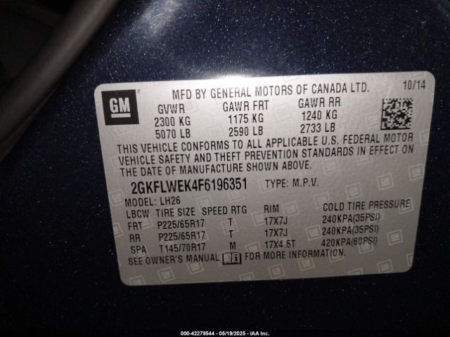 2GKFLWEK4F6196351 GMC Terrain Sle-2