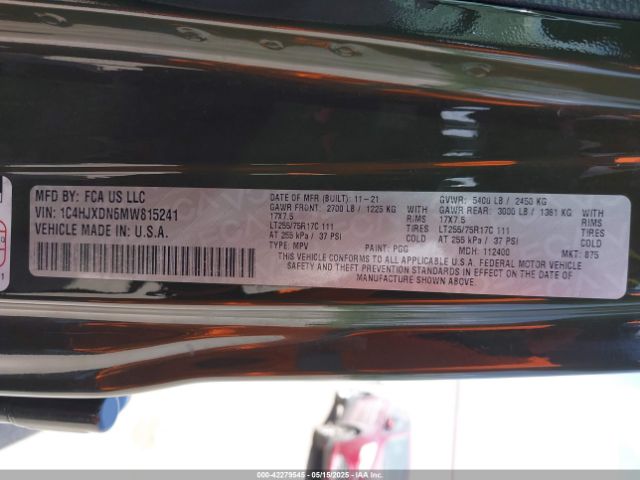 2021 JEEP WRANGLER UNLIMITED 1C4HJXDN6MW815241 Photo 8