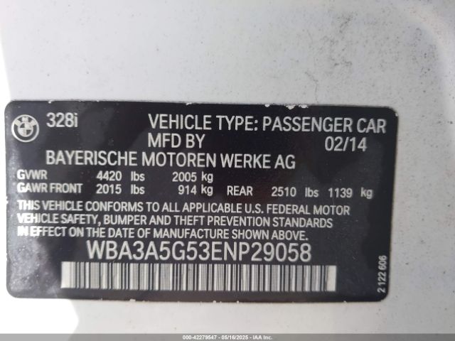 WBA3A5G53ENP29058 BMW 328I