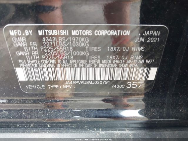 2021 MITSUBISHI OUTLANDER SPORT JA4APVAU8MU030791 Photo 8