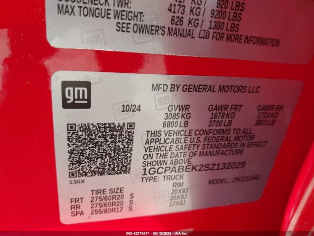 1GCPABEK2SZ132029 Chevrolet Silverado 1500 2wd  Short Bed Custom