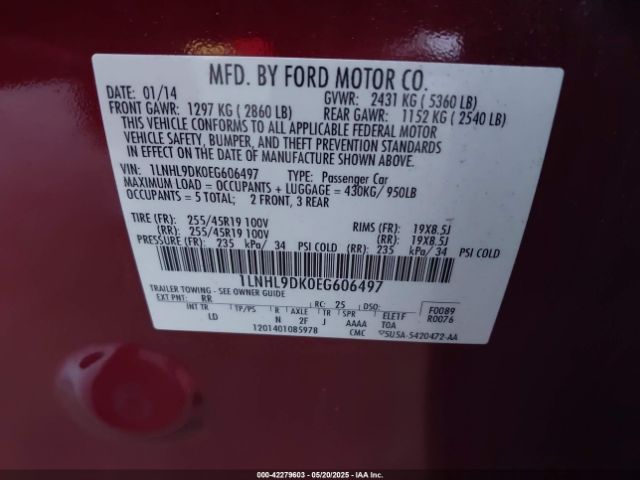 1LNHL9DK0EG606497 Lincoln MKS