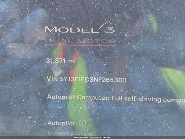 2022 TESLA MODEL 3 5YJ3E1EC3NF265303 Photo 8