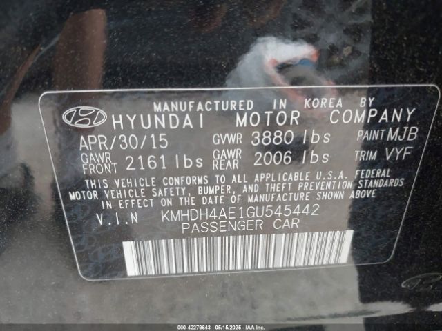 KMHDH4AE1GU545442 Hyundai ELANTRA SE