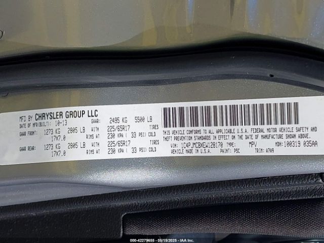 1C4PJMCBXEW128170 Jeep Cherokee Latitude