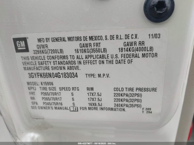 2004 CADILLAC ESCALADE ESV 3GYFK66N04G183034 Photo 8