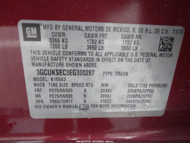 3GCUKSEC3EG300287 Chevrolet Silverado 1500 2lz