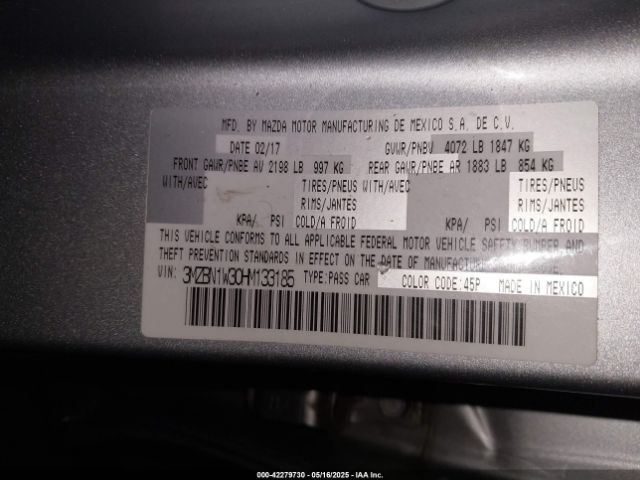 2017 MAZDA MAZDA3 3MZBN1W30HM133185 Photo 8
