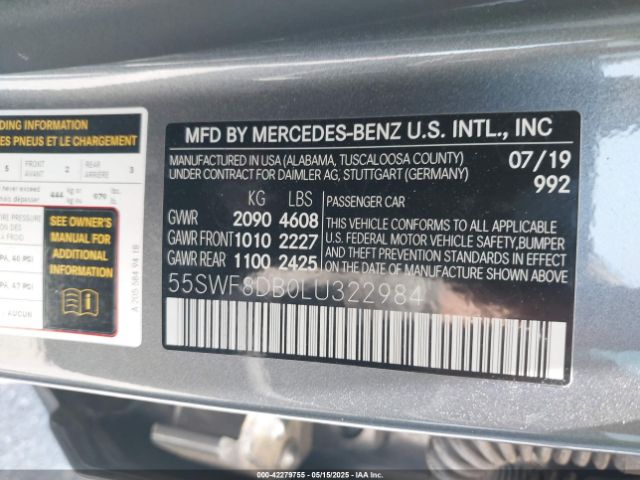 55SWF8DB0LU322984 Mercedes-Benz C 300