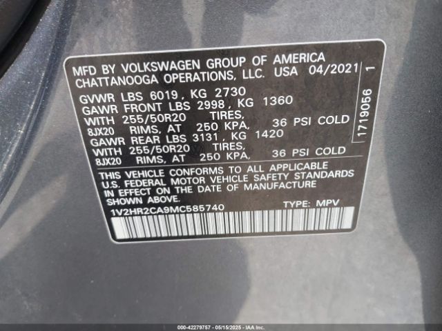 2021 VOLKSWAGEN ATLAS 1V2HR2CA9MC585740 Photo 8