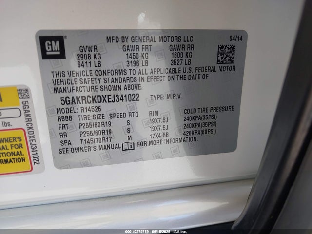 5GAKRCKDXEJ341022 Buick llt