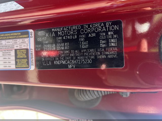KNDPMCAC8H7275230 KIA Sportage Lx