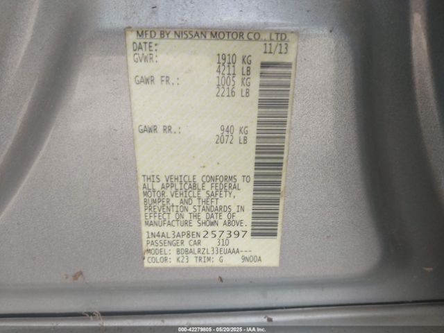 1N4AL3AP8EN257397 Nissan Altima 2.5 S