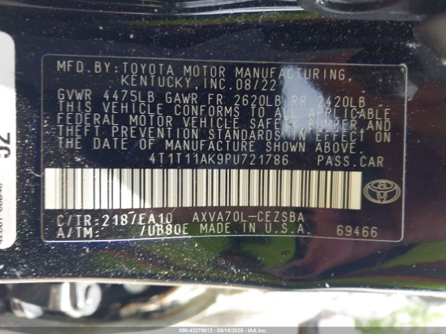 4T1T11AK9PU721786 Toyota CAMRY SE