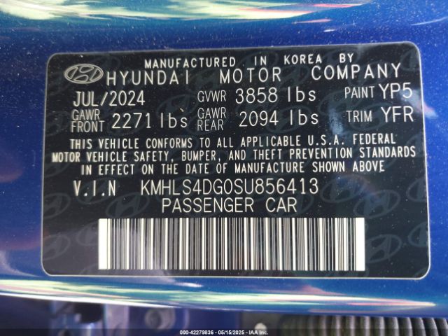 KMHLS4DG0SU856413 Hyundai Elantra Sel Convenience